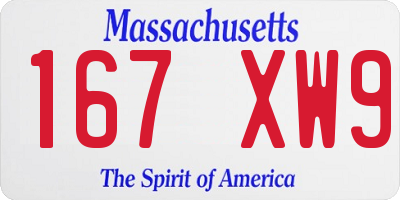 MA license plate 167XW9