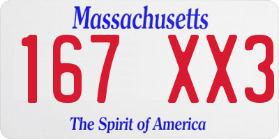 MA license plate 167XX3