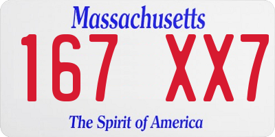 MA license plate 167XX7