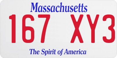 MA license plate 167XY3