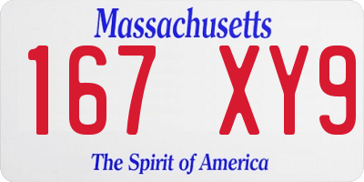 MA license plate 167XY9