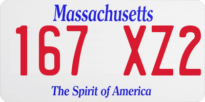 MA license plate 167XZ2