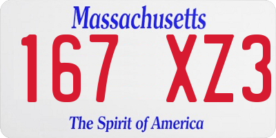 MA license plate 167XZ3