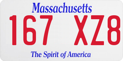 MA license plate 167XZ8