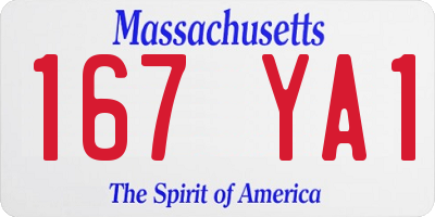 MA license plate 167YA1