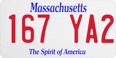 MA license plate 167YA2