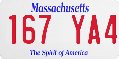 MA license plate 167YA4