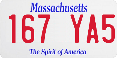 MA license plate 167YA5