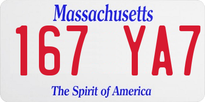 MA license plate 167YA7