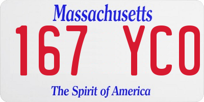 MA license plate 167YC0