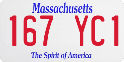 MA license plate 167YC1