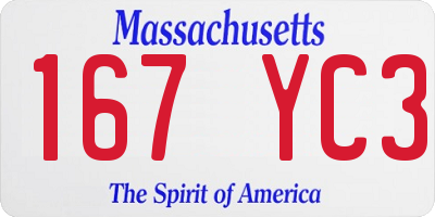 MA license plate 167YC3