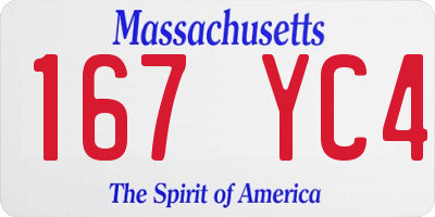 MA license plate 167YC4