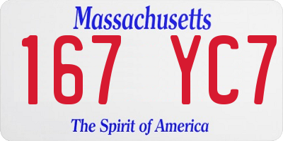 MA license plate 167YC7