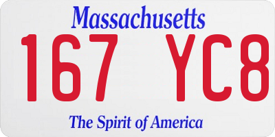 MA license plate 167YC8