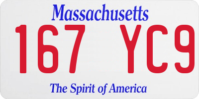 MA license plate 167YC9