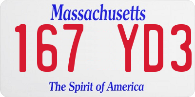 MA license plate 167YD3
