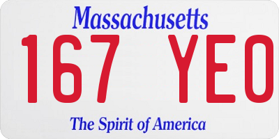MA license plate 167YE0