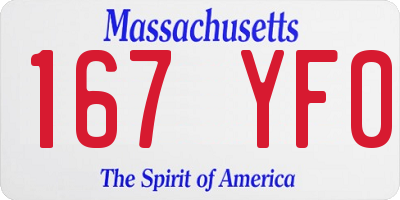 MA license plate 167YF0