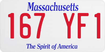 MA license plate 167YF1