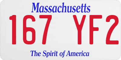 MA license plate 167YF2