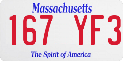 MA license plate 167YF3