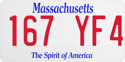 MA license plate 167YF4