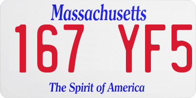 MA license plate 167YF5