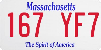 MA license plate 167YF7