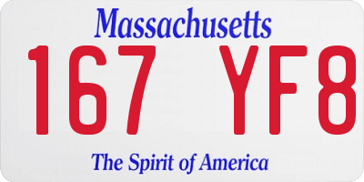 MA license plate 167YF8