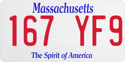 MA license plate 167YF9