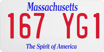 MA license plate 167YG1