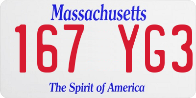 MA license plate 167YG3