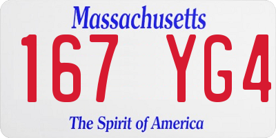 MA license plate 167YG4