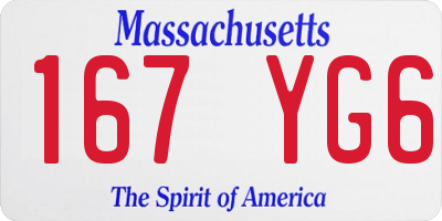 MA license plate 167YG6