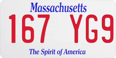 MA license plate 167YG9