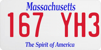 MA license plate 167YH3