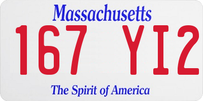 MA license plate 167YI2