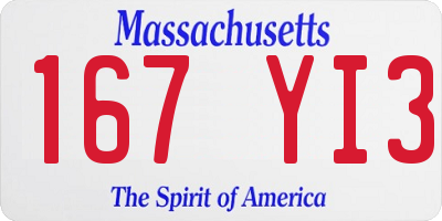MA license plate 167YI3