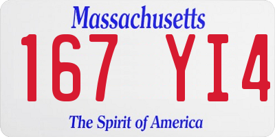 MA license plate 167YI4