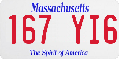 MA license plate 167YI6