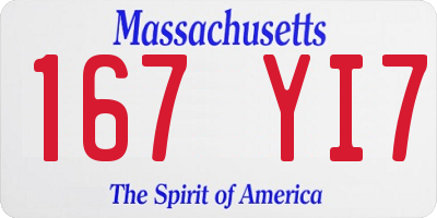 MA license plate 167YI7