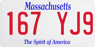 MA license plate 167YJ9