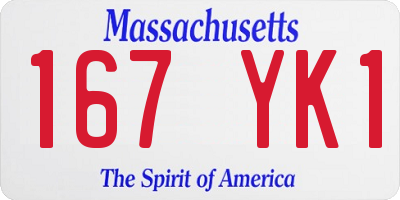 MA license plate 167YK1