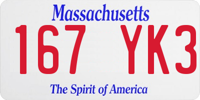 MA license plate 167YK3