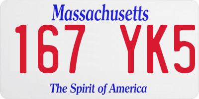 MA license plate 167YK5