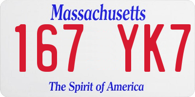 MA license plate 167YK7