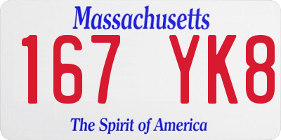 MA license plate 167YK8