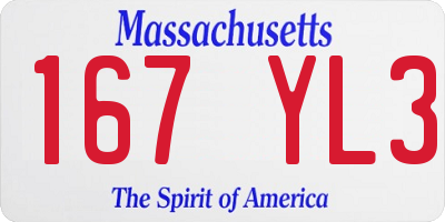 MA license plate 167YL3