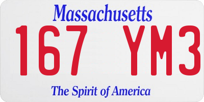 MA license plate 167YM3